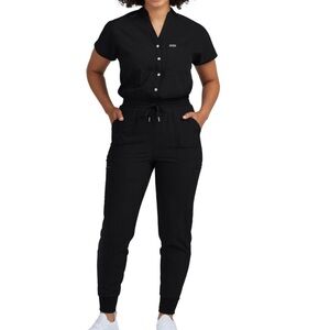 Landau LO603 - Women's 8-Pocket Cargo scrubs Jumpsuit black medium